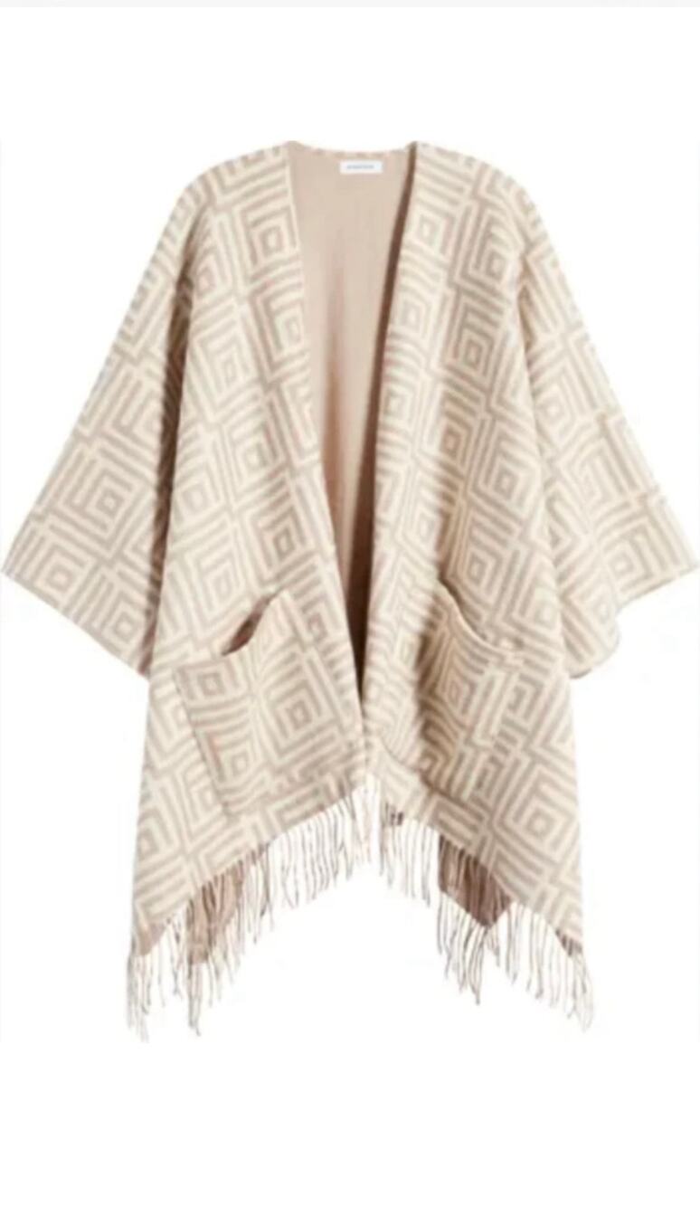 Nordstrom Reversible Wool Cashmere Ruana Poncho - Beige